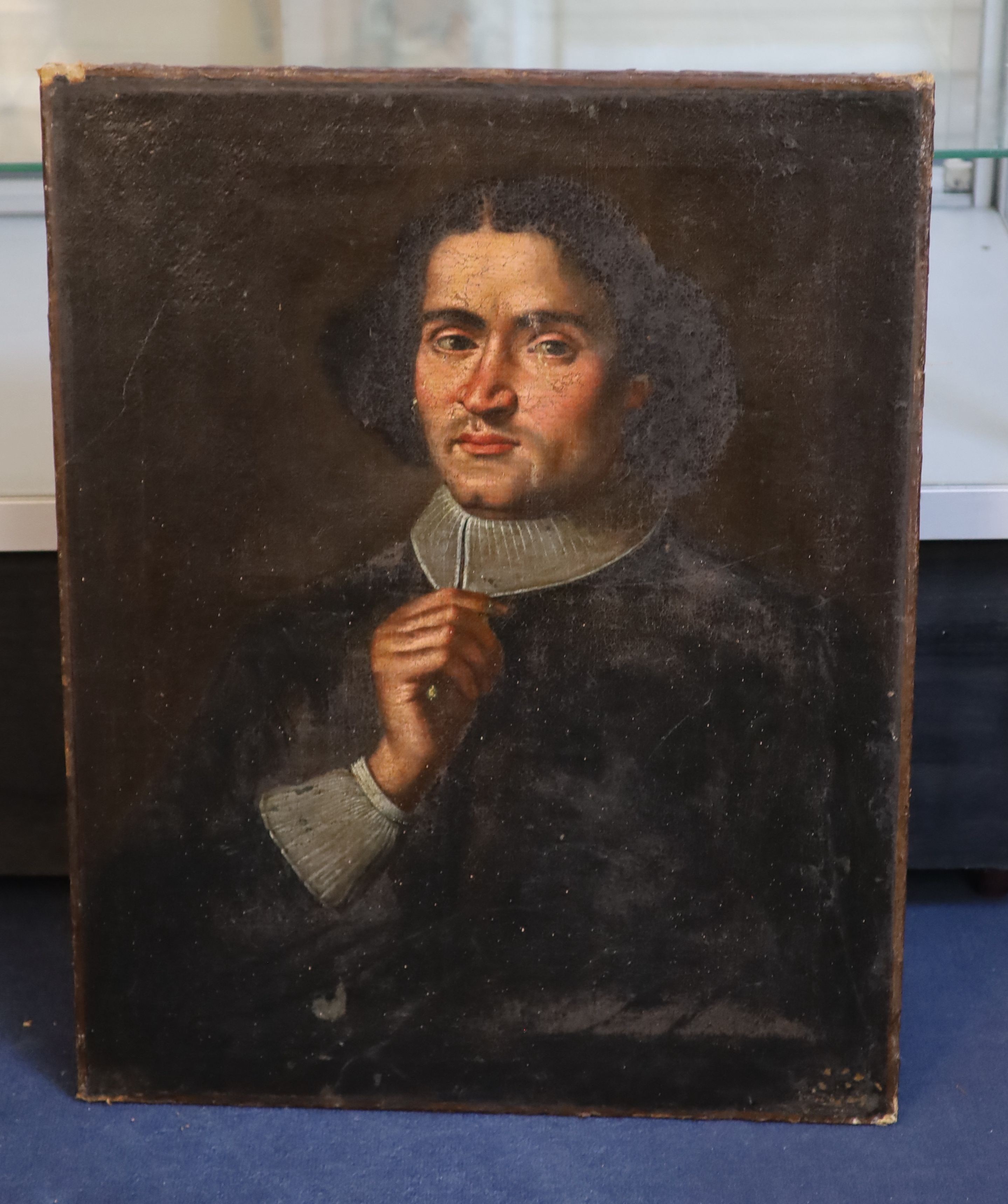 17th century Continental School, Portrait of a young man, oil on canvas, 75 x 59.5cm, unframed